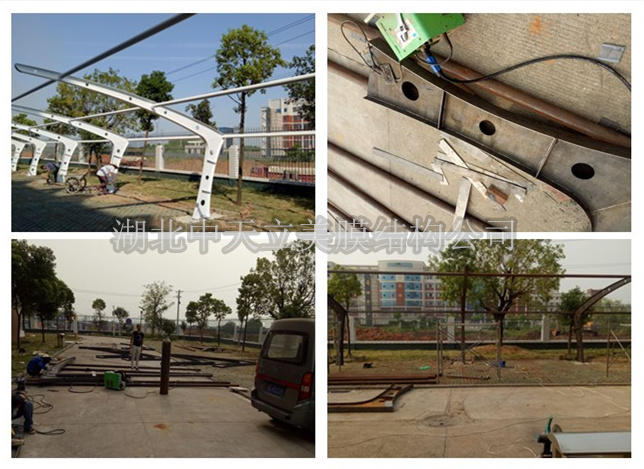 漢口北高中膜結構車棚鋼結構現場施工圖.jpg